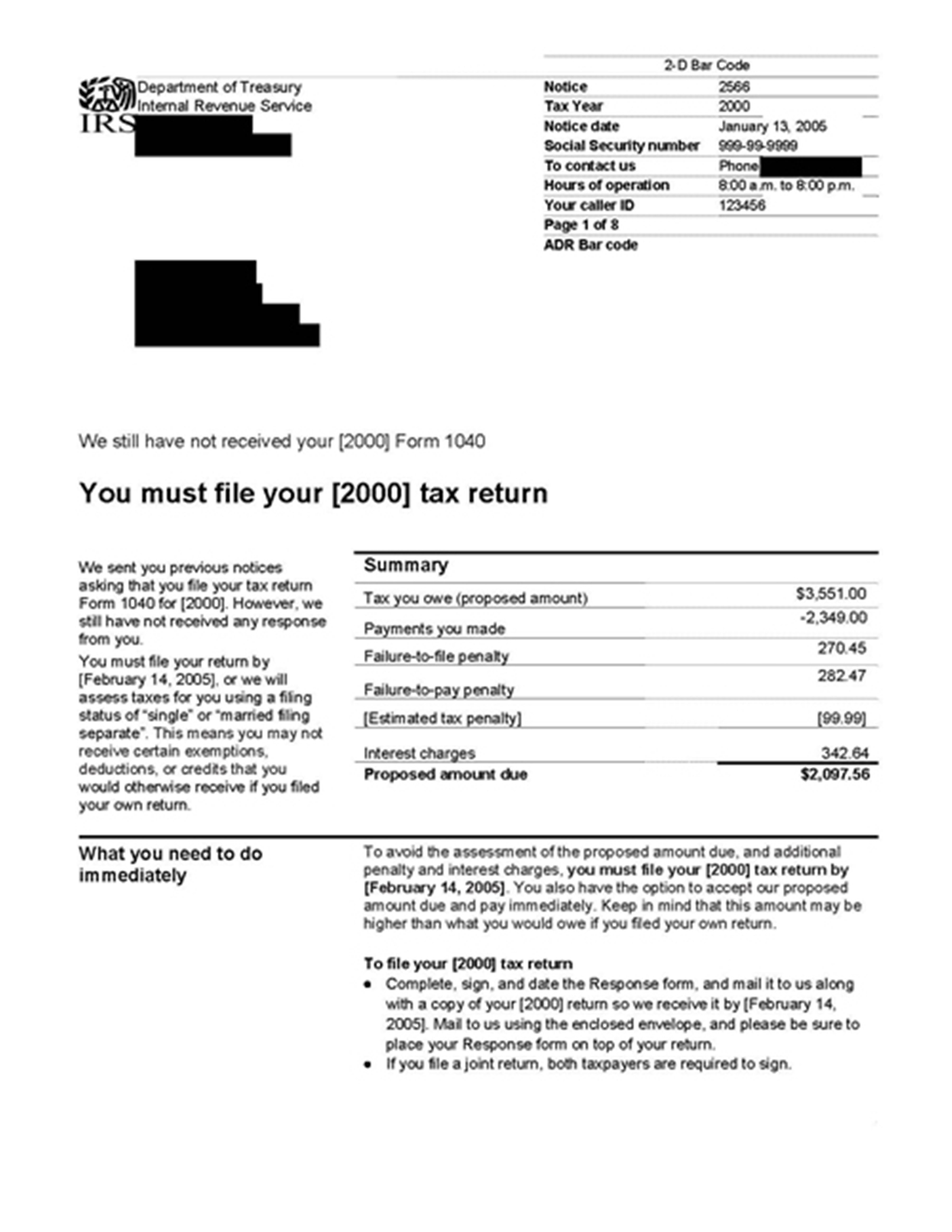 Unfiled Returns Letter 2566